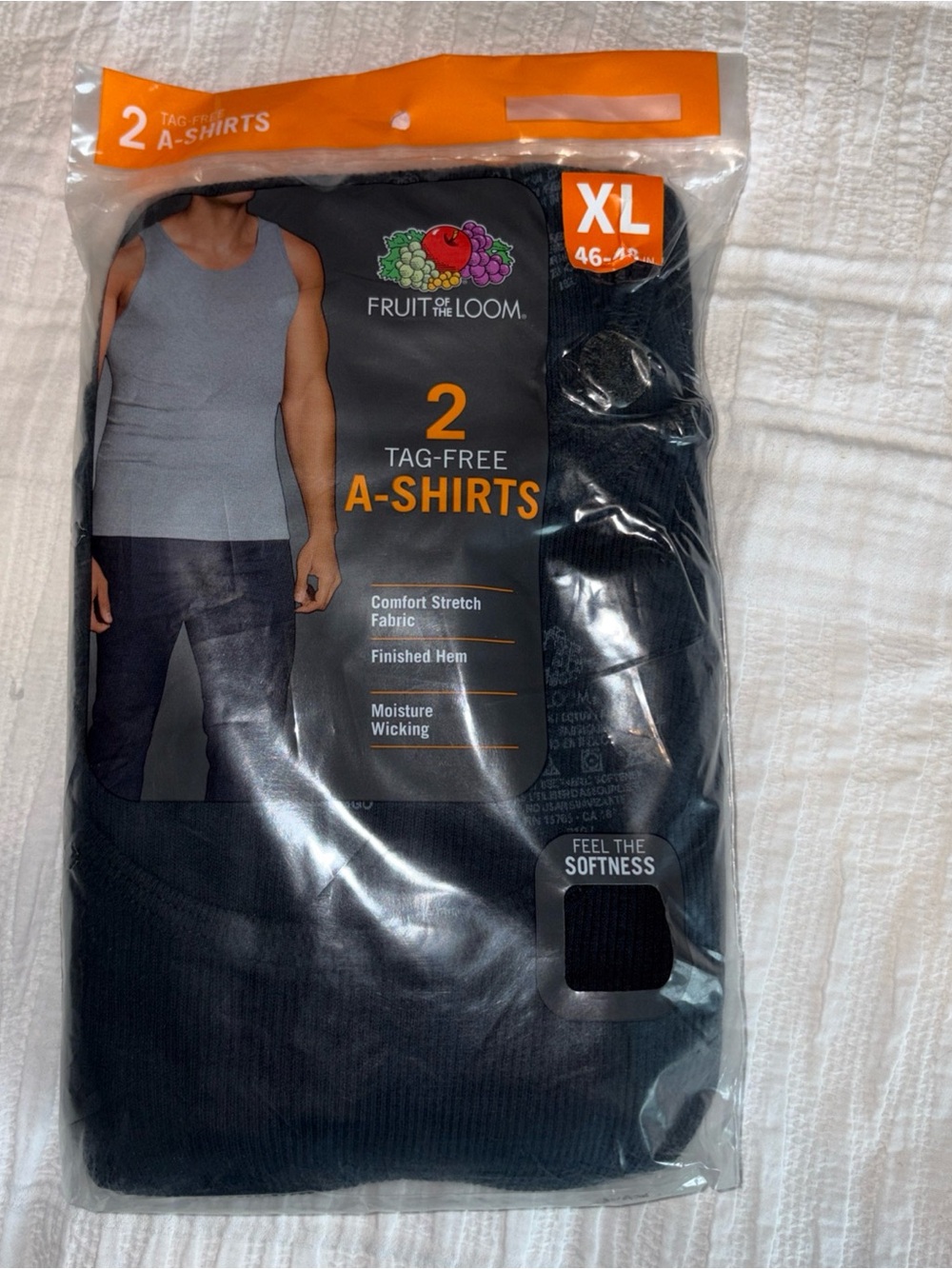 Fruit of the Loom Black Tag-Free A-Shirts 2-Pack